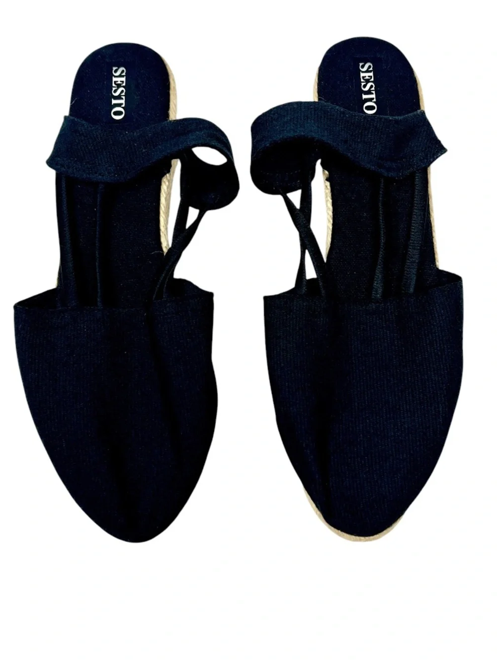Women's Sesto Black Espadrille Wedge Slip Ons size 9